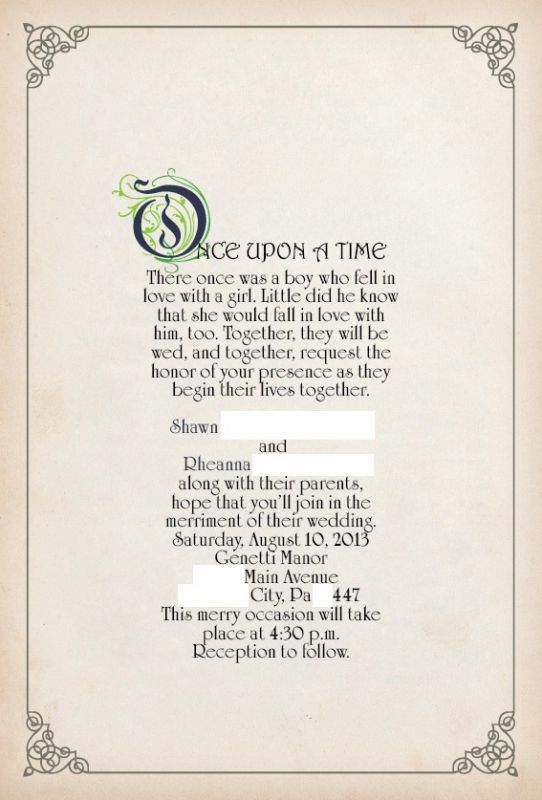 once upon a time story book theme invitation found on weddingbee once upon a time wedding invitations