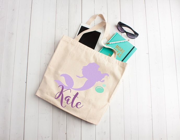 mermaid tote bag mermaid party personalized mermaid bag custom