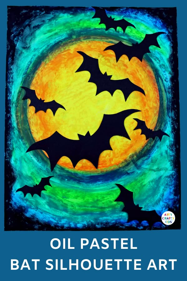 Oil Pastel Bat Silhouette Halloween Art Halloween art projects Oil Pastel Bat Silhouette Halloween Art Halloween art projects