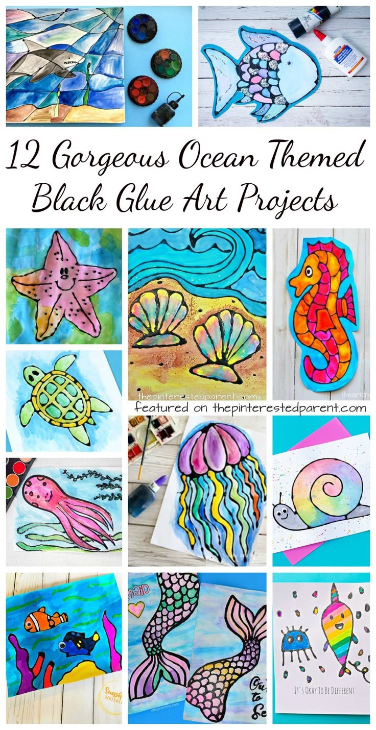 12 Gorgeous Ocean Themed Black Glue Art Projects Free Printables Included With Some Summer 12 Gorgeous Ocean Themed Black Glue Art Projects Free Printables Included With Some Summer
