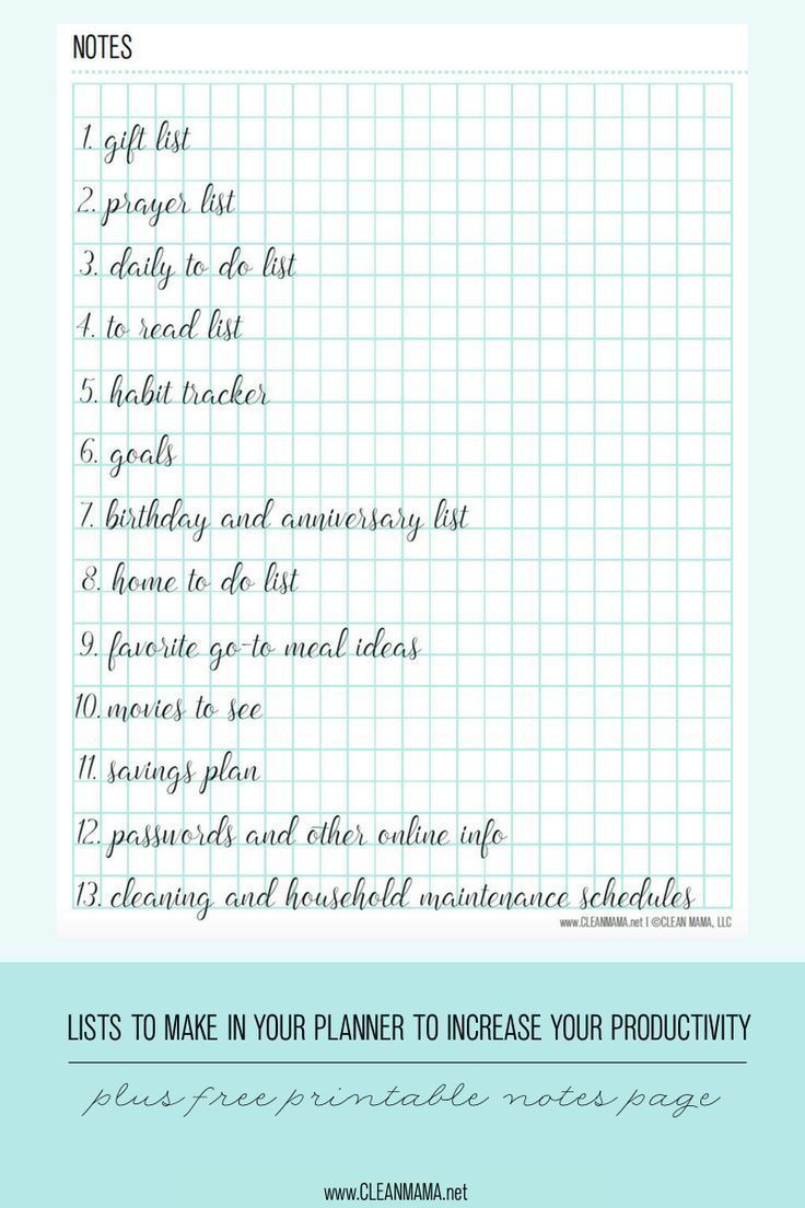lists to make in your planner free notes page organize paper make a planner online