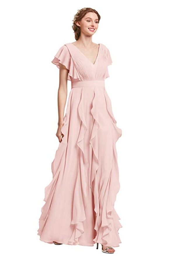 AW BRIDAL Chiffon Halter Long Bridesmaid Dresses Plus Size Formal Dreses for Women Maxi Evening Gown