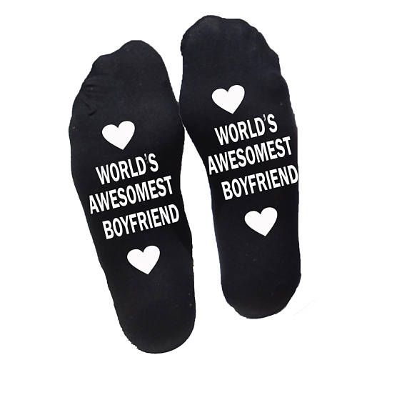 Funny Socks with Saying Worlds Awesomest Boyfriend Girlfriend Cotton Crew Socks Boyfriend Girlfriend Gift Socks