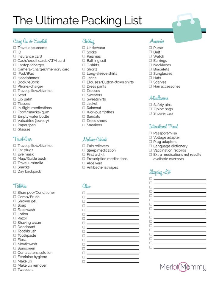 travel checklist for family