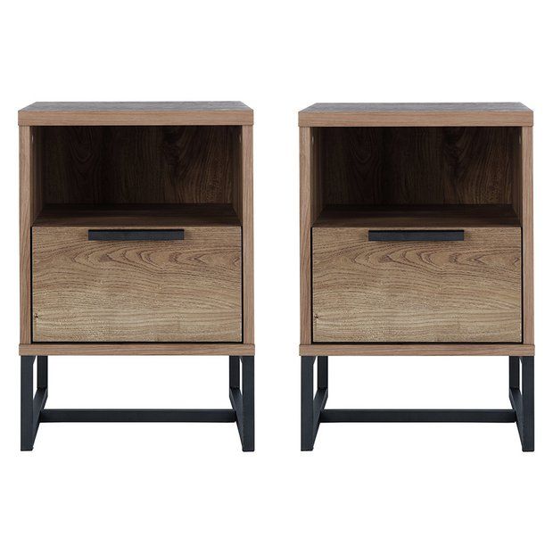 Buy Argos Home Skandi 1 Drawer Bedside Table White Two Tone Bedside Tables In 2020 White Bedside Table Argos Home Girl Bedside Table