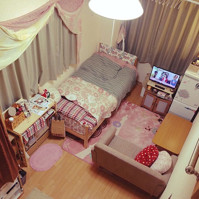 部屋全体 1k 一人暮らし 賃貸 縦長の部屋 などのインテリア実例 2014 05 27 21 19 57 Roomclip ルームクリップ ワンルームアパートのデコレーション 模様替え かわいい部屋の装飾