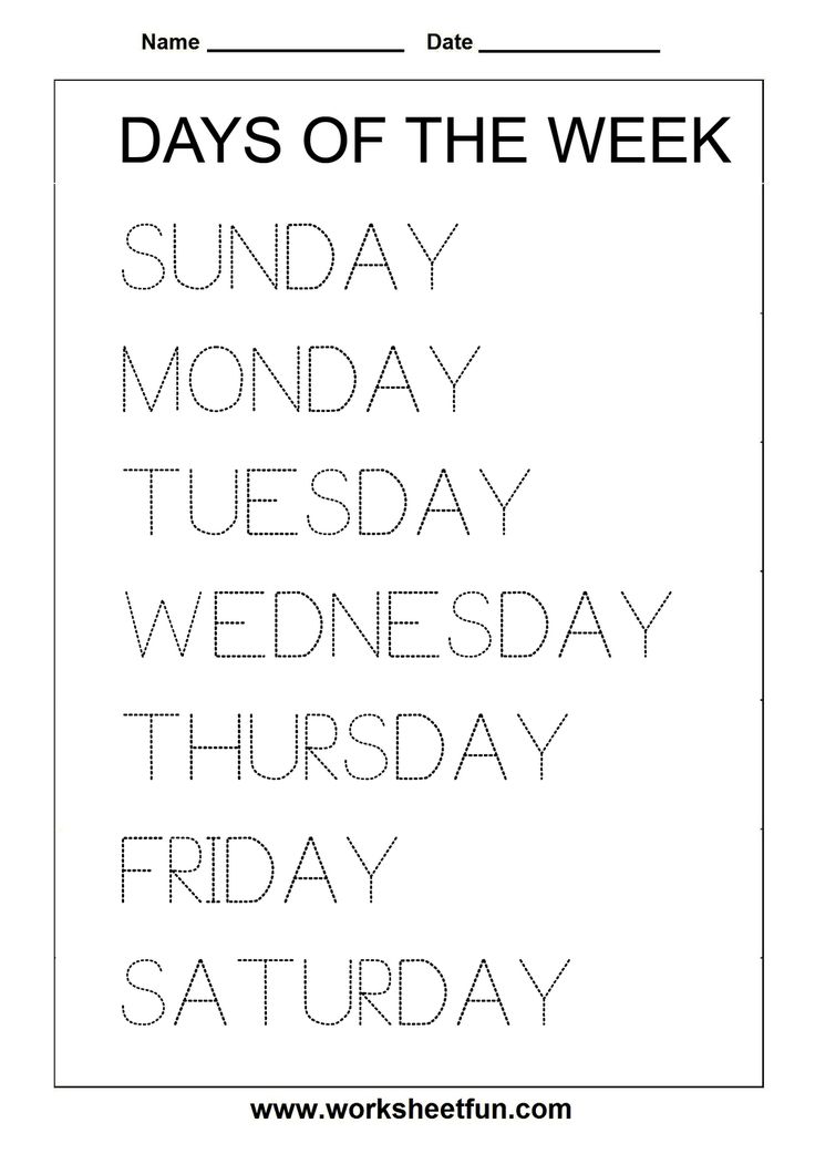 free printables | Days of the week activities, Kindergarten worksheets