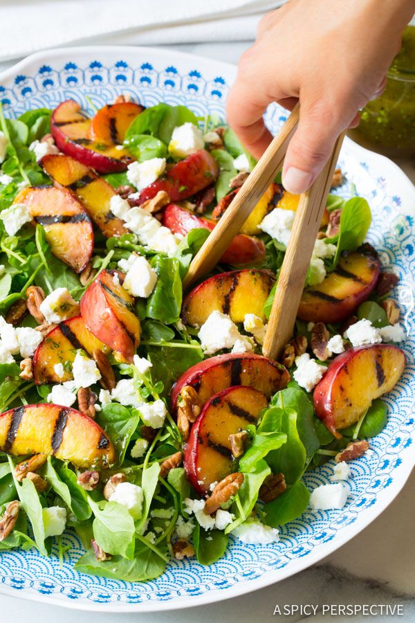 Easy to Make Grilled Peaches and Watercress Salad with Basil ...