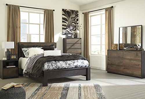 Windorey Dark Brown Two Tone Wood Bedroom Set With Queen Bed - Bedroom Set Dresser With Mirror And Two Nightstands Windorey Dark Brown Two Tone Wood Bedroom Set With Queen Bed - Bedroom Set Dresser With Mirror And Two Nightstands