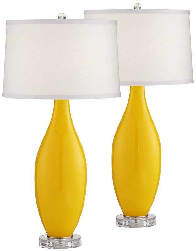 Roar Rabbit Faceted Glass Table Lamp Small Yellow Gold Table Lamp Lamp Glass Table Lamp