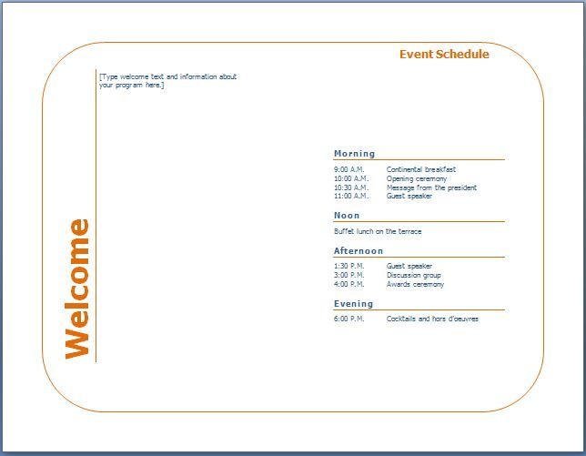 business event program template