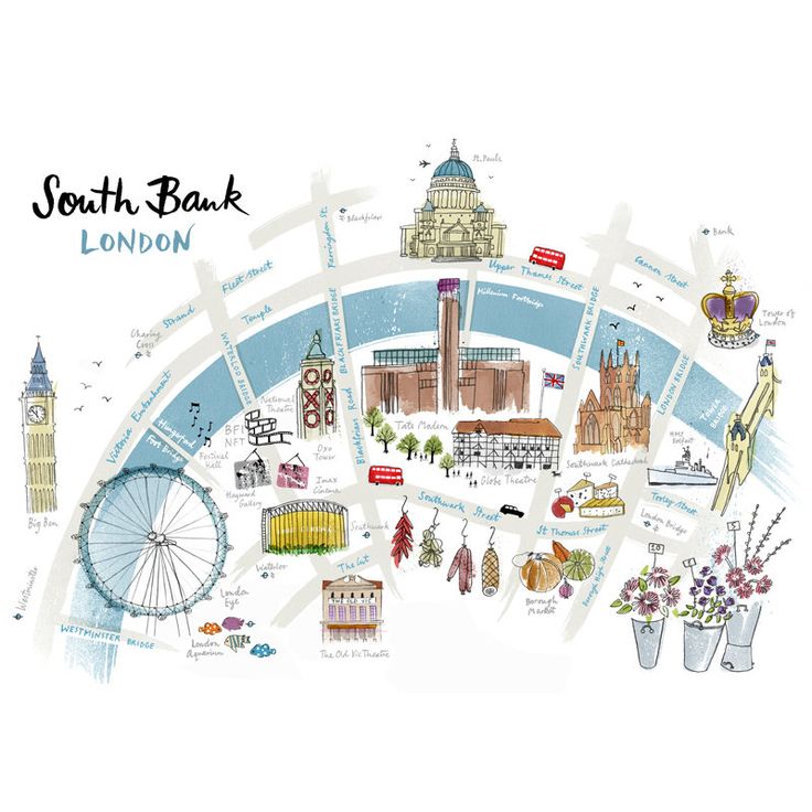 alice tait south bank london map print