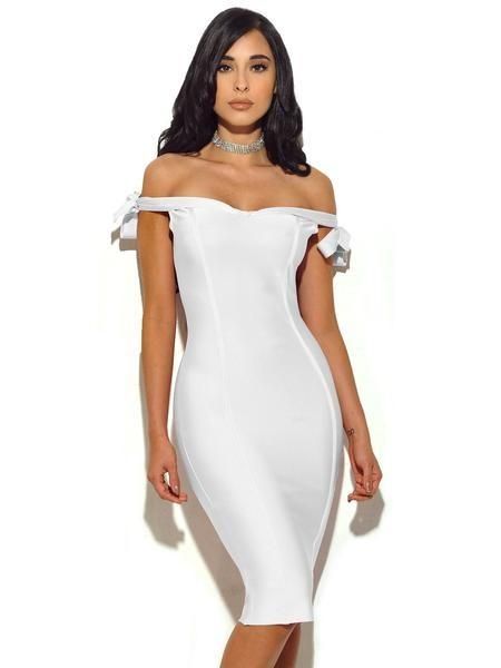 White Off Shoulder Bandage Dress