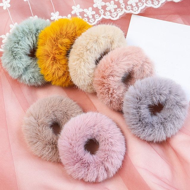 1PC Soft Fluffy Faux Fur Fuzzy Scrunchie Elastic Hair Ring Rope Hair Accessories