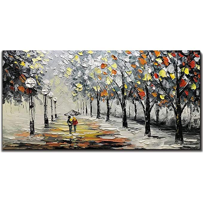 Yotree Paintings 24x48 Inch Paintings Golden Flower Leaf Pulsation Oil Hand Painting 3D Hand-Painted On Canvas Abstract Artwork Art Wood Inside Framed Hanging Wall Decoration Abstract Painting
