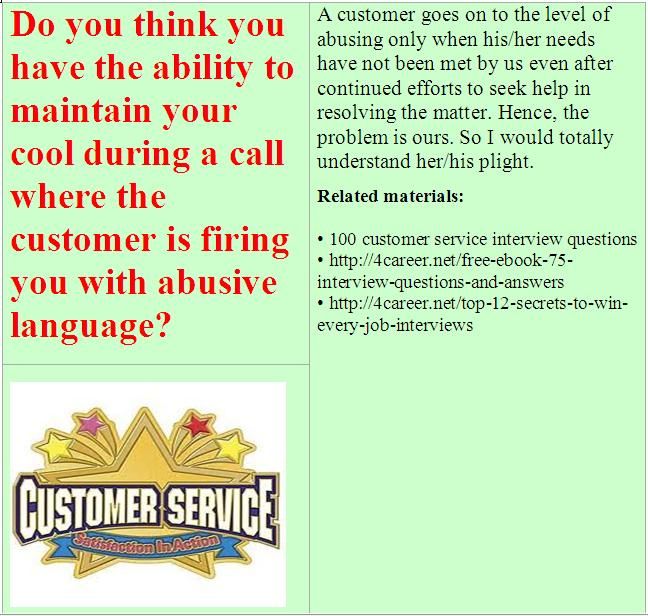 interview question and answer for customer service representative