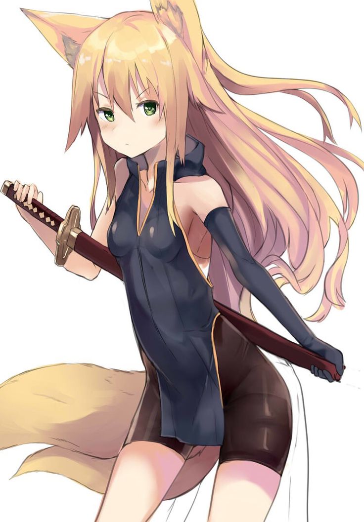 Anime cat girl with sword