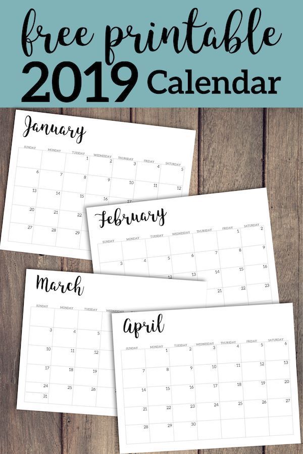 2019 Calendar Printable Free Template - Paper Trail Design | Calendar ...