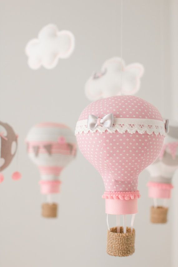 Hot Air Balloon Baby Mobile Nursery Decoration Pink And Grey Hot Air Balloon Baby Mobile Nursery Decoration Pink And Grey Personalized Gift I97 2 Ideas Pinterest