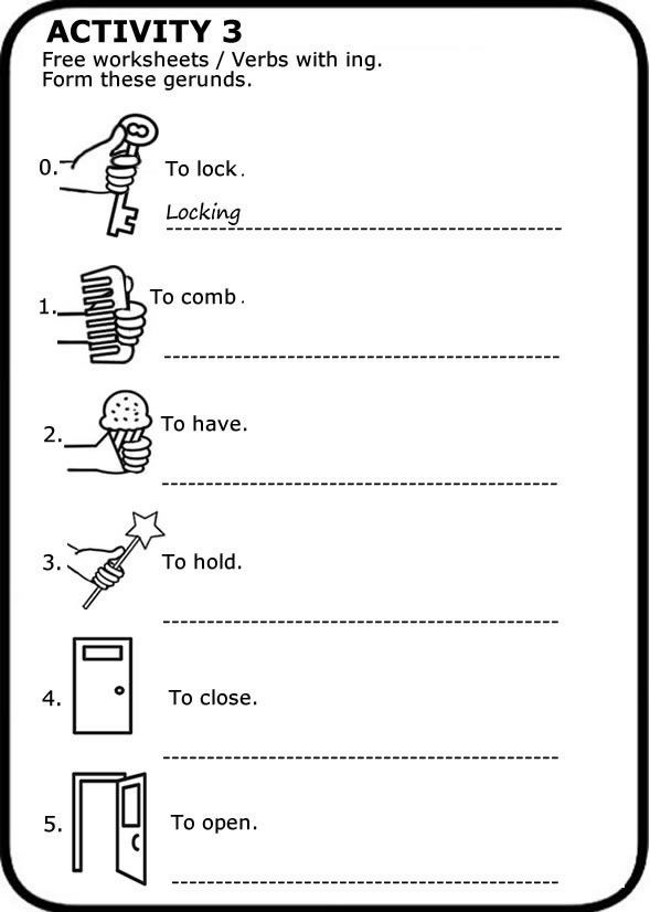 Lección Gerundio En Inglés Ficha Para Imprimir Forma Los Gerundios Free Worksheets To Prin Ingles Para Preescolar Palabras Polisemicas Ejercicios De Ingles