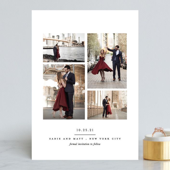 Simple Cream Save the Date Card Wedding Invitation