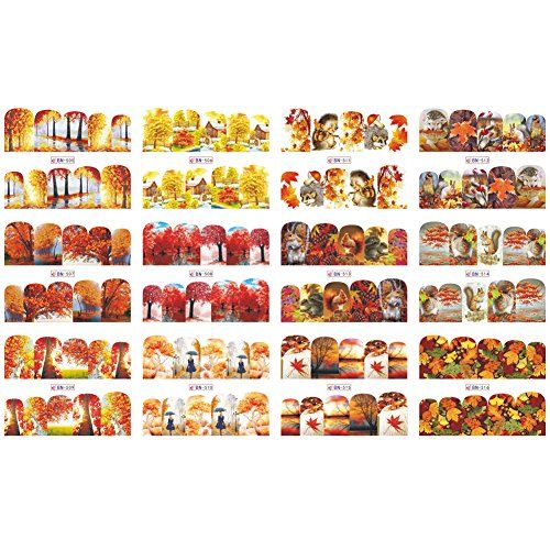 Yibenwanligod 12Pcs Women Autumn Maple Leaves Nail Art Stickers DIY Manicure Dec…