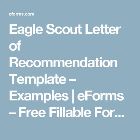 11 best Eagle scout letters of recommendation images on Pinterest