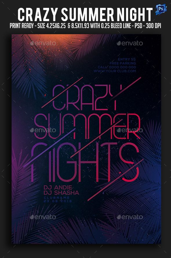 crazy summer night party flyer summer nightlife night party party flyer app
