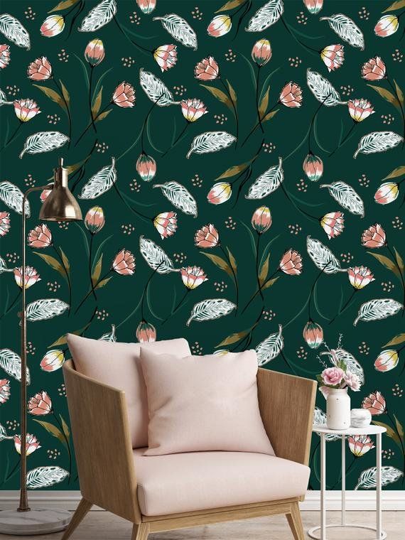 Mayorga Removable Vintage Tulip Flower 6 25 L X 25 W Peel And Stick Wallpaper Roll Peel And Stick Wallpaper Wallpaper Roll Mural Wallpaper