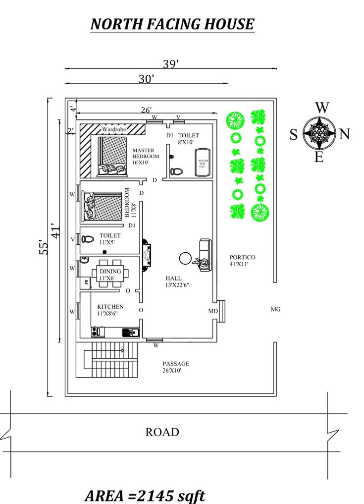 30 x55 amazing north facing 2bhk house plan as per vastu shastra autocad dwg and pdf file details 2bhk house plan house plans little house plans