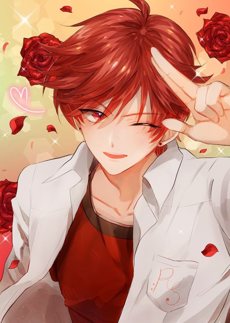 Anime boy red hair