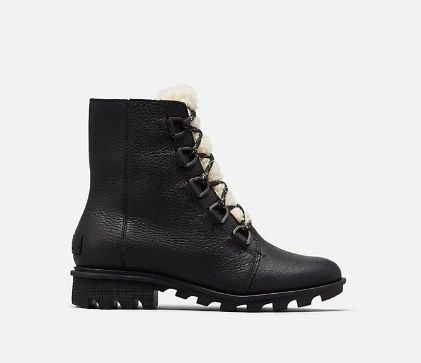 SOREL PHOENIX SHORT LACE COZY - BLACK â Bigley Shoes and Clothing | Shearling boots, Boots