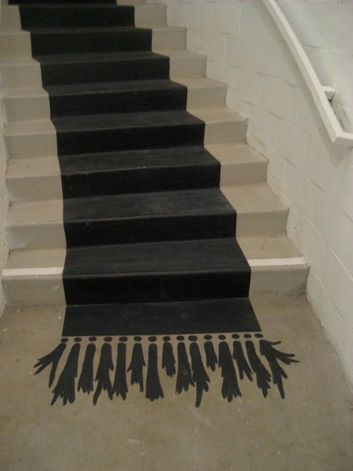 Cool painted runner Diy staircase, Painted rug, Concrete stairs Cool painted runner Diy staircase, Painted rug, Concrete stairs