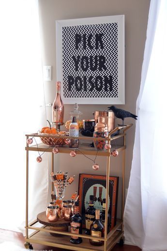 Halloween Bar Cart with Whiskey Hot Chocolate, , the whiskey is noticeable stron...