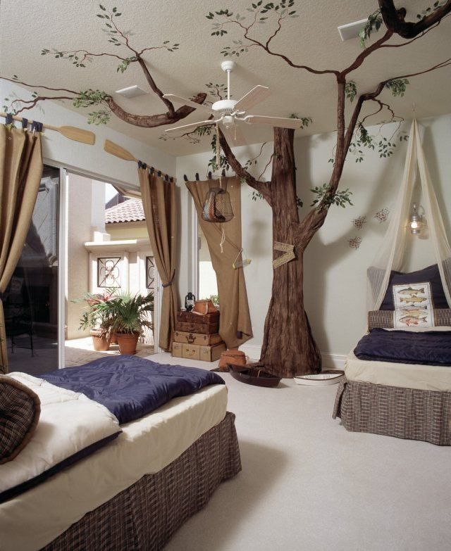Design Interieur Deco Plafond Chambre Enfant Tente Arbre Lit