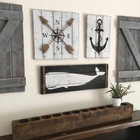 Anchor Wall Hanging Decor Beach Nautical Rustic Coastal Plaque Wooden Gift New