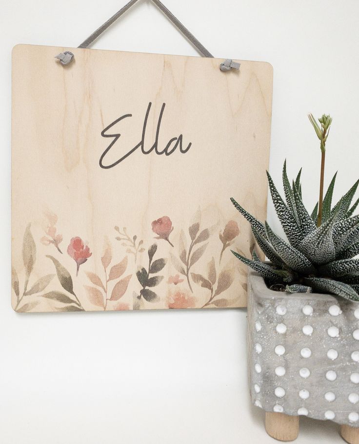 The Ella Style Personalized Name Sign With Pink Flower Garden in 2020