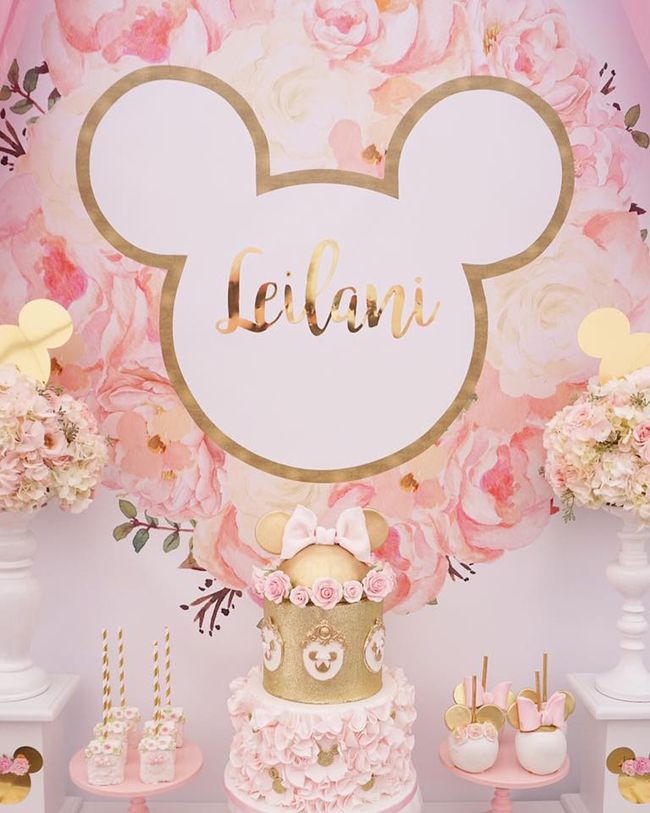 MINNIE MOUSE 1st Pink /& Gold Birthday Party Balloons Decoration Supplies First