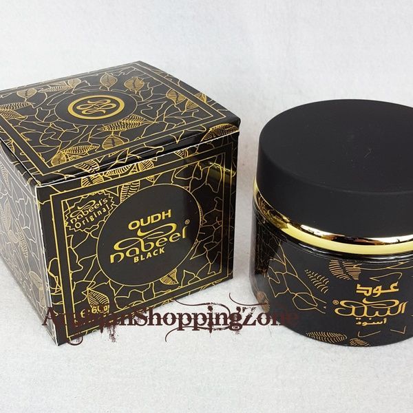 Nabeel Oudh Black Premium 60g Bakhoor Incense بخور عود نبيل اسود Wish Incense Oriental Notes Black