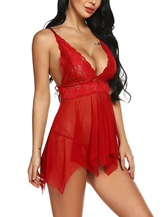 Christmas Women Sleepwear Baby doll Dress Lingerie Nightwear Nightdress G String