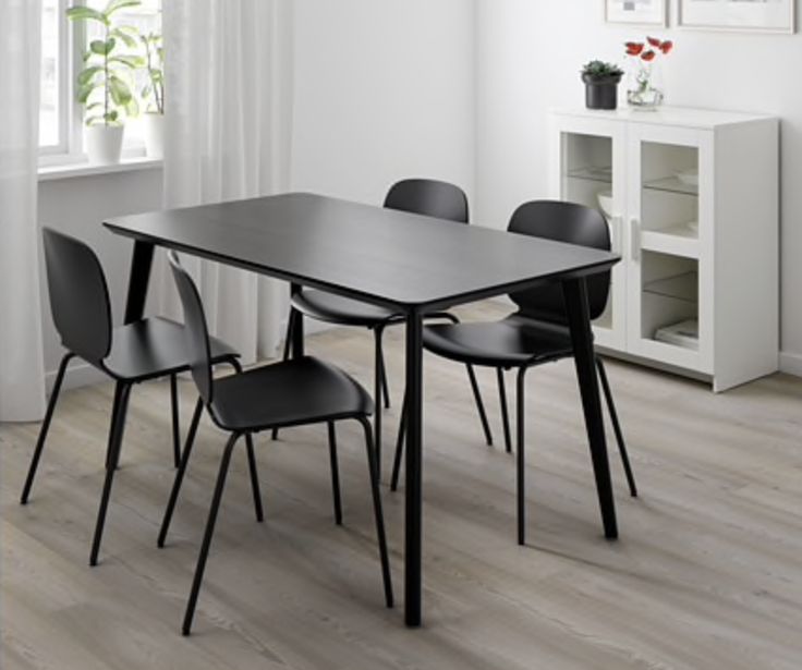 Ikea Lisabo Svenbertil Table And 4 Chairs Black Black In 2019