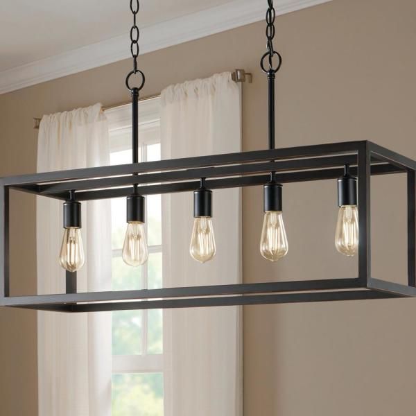 Home Decorators Collection Boswell Quarter 5 Light Distressed Black Island Chandelier 7965hdcdbdi The Home Depot In 2021 Rustic Light Fixtures Dining Room Black Chandelier Dining Room Kitchen Island And Dining Room Table
