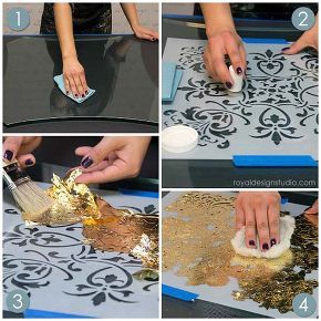 stencil how to reverse stenciling and gilding on glass, painted furniture, Large...