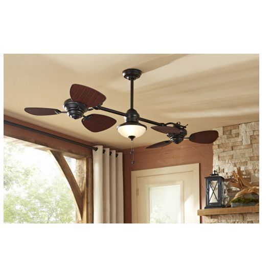 74 Indoor Outdoor Ceiling Fan Dual Heads Light Kit Twin 74 Indoor Outdoor Ceiling Fan Dual Heads Light Kit Twin Double Home Sweet Fans