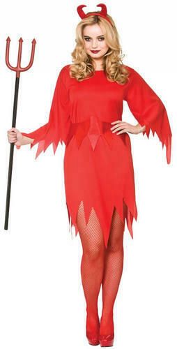 Devil Ladies Fancy Dress Halloween Demon Adults Womens Horror Costume Outfit New...