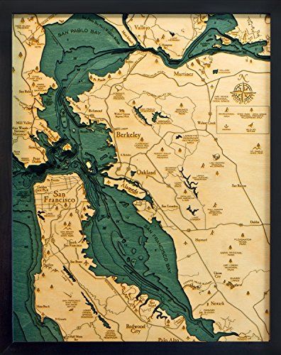 san francisco bay area 3 d nautical wood chart 16 x 20