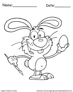 Easter Bunny Painting Egg Coloring Pages