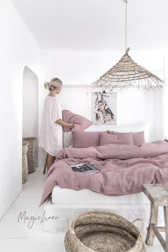 Linen Duvet Cover In Woodrose Dusty Pink Washed Linen Etsy Linen Duvet Covers Bed Linen Sets Bed Linens Luxury