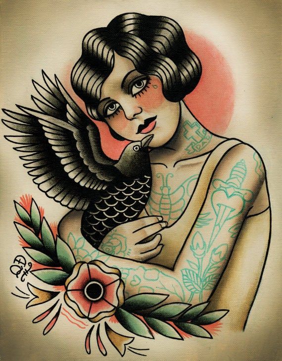 Tattoo vintage office girl