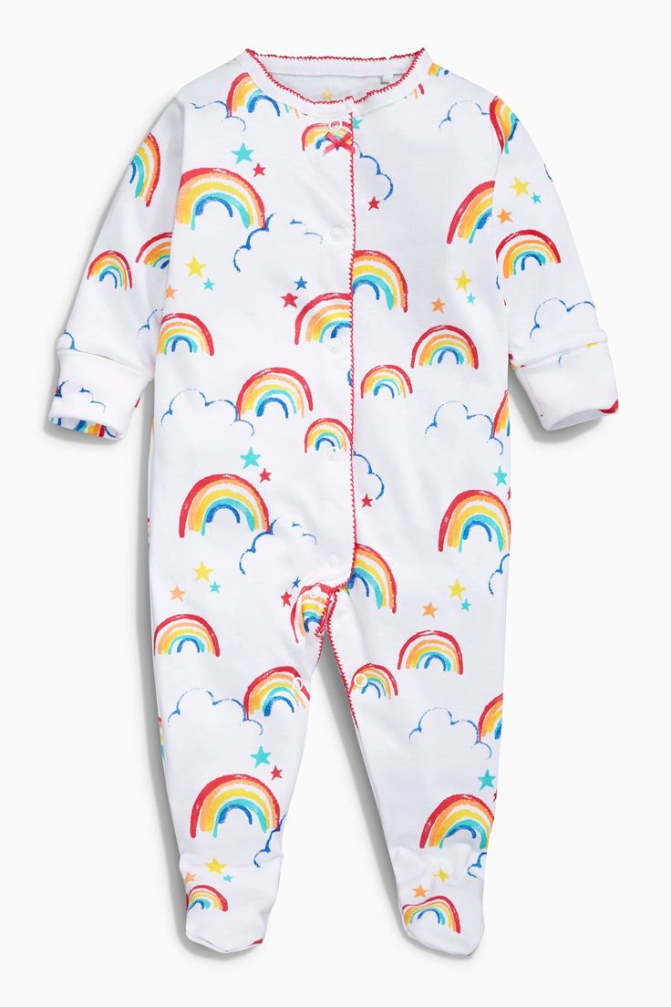 Buy White Rainbow Sleepsuits Three Pack (0mths-2yrs) from the Next UK online sho...